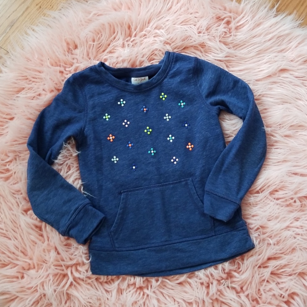 Cat & Jack beaded blue sweatshirt Sz M